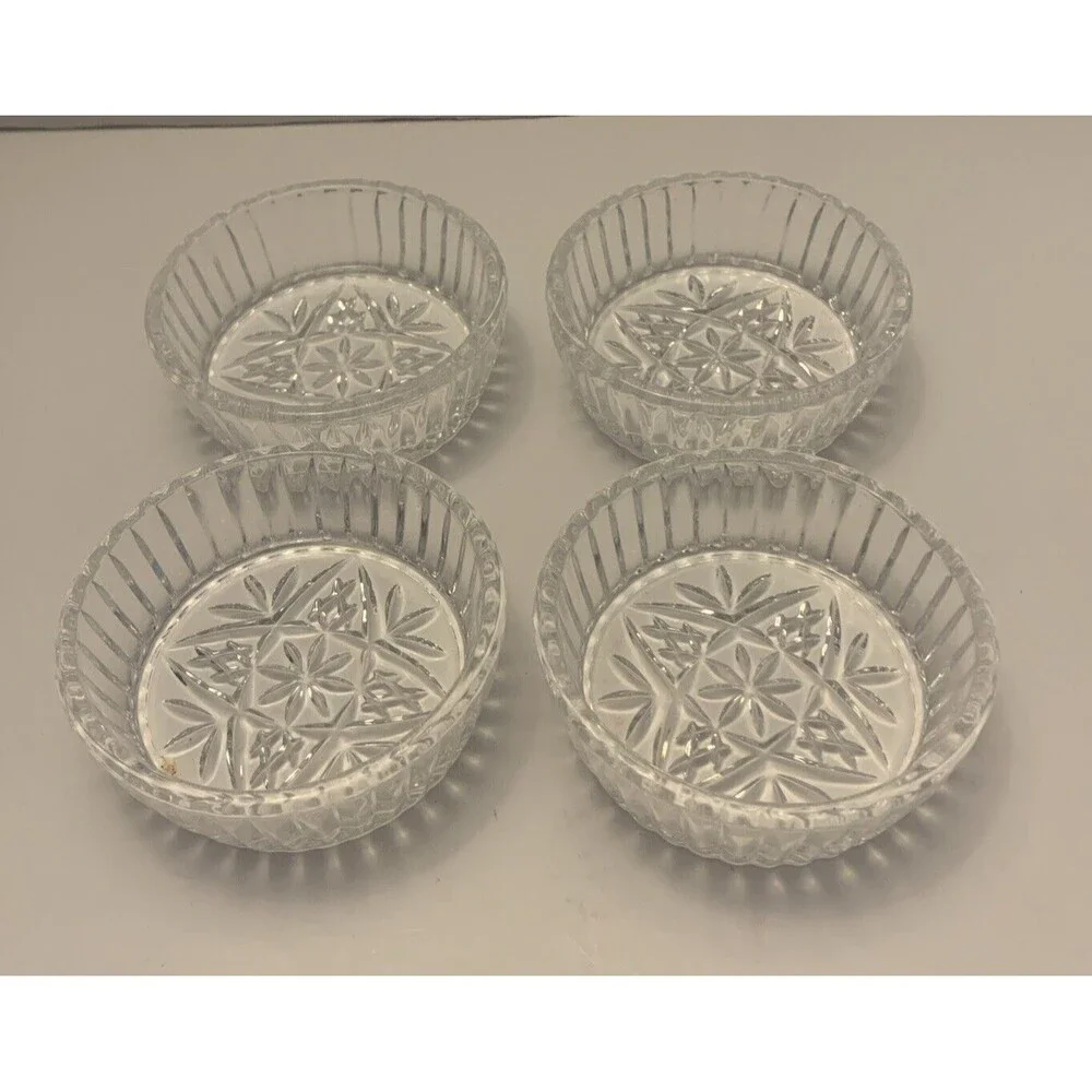 SHANNON CRYSTAL 5 piece serving tray & dip/berry/nuts bowls